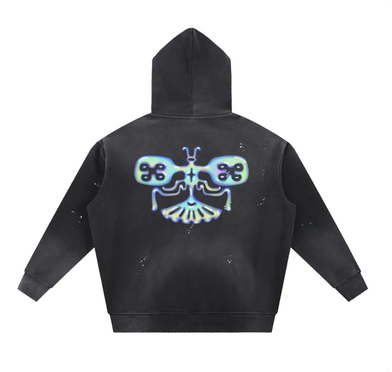 Mimo x Oracle butterfly distressed hoodie