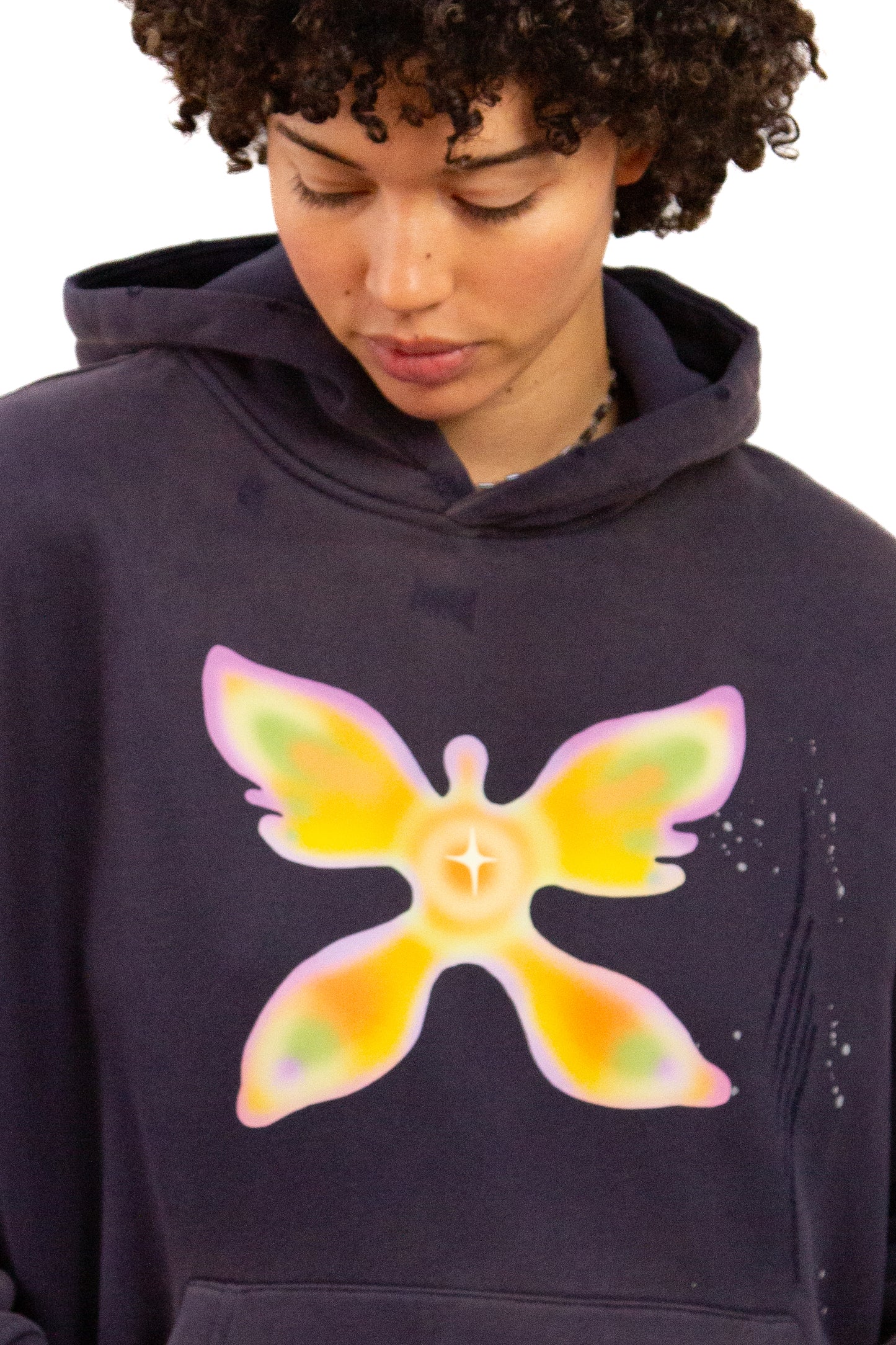 Angelic butterfly distressed hoodie