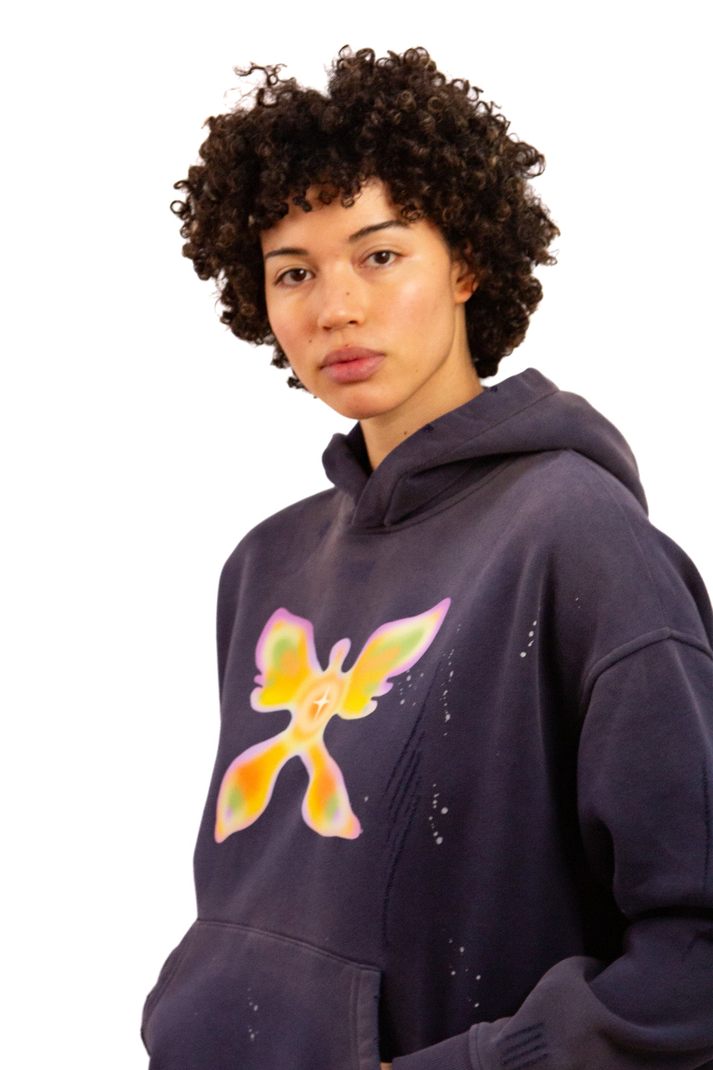 Angelic butterfly distressed hoodie